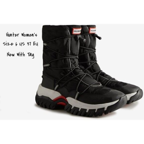 Hunter Women's Insulated Sherpa Rain & Snow Boots - Black Size 6 US New With Tag - Picture 1 of 13